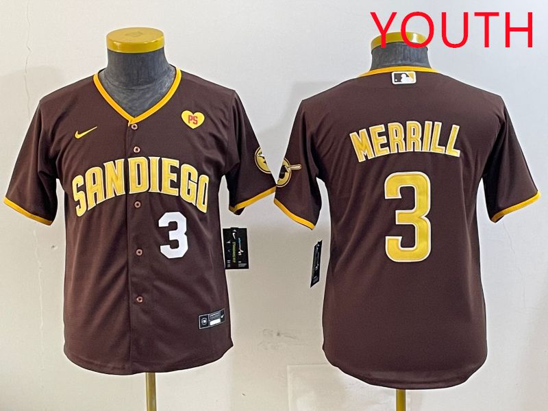 Youth San Diego Padres #3 Merrill Brown Game 2025 Nike MLB Jersey style 7